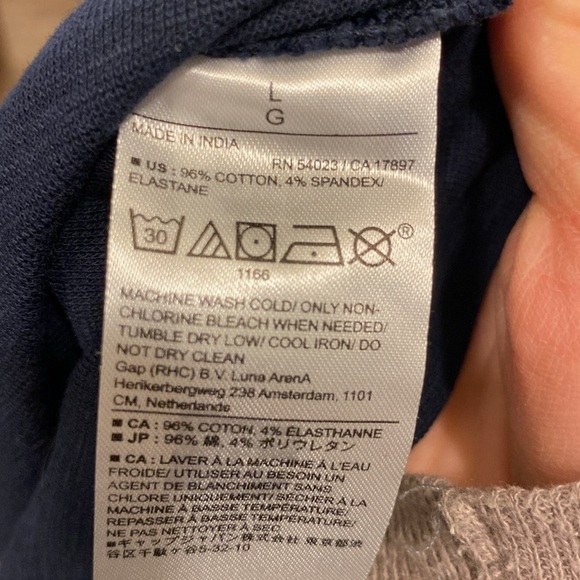 BANANA Republic Heathered Navy Blue Cropped Short Sleeve Polo Preppy T-Shirt L - Picture 9 of 9